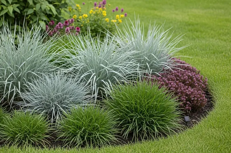 different grass types in a home lawn.