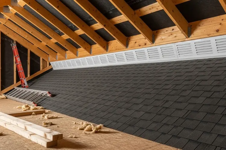 Attic space with soffit and ridge vents visible.